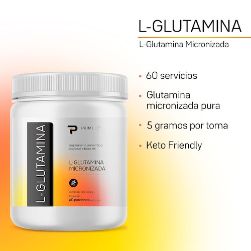 L-Glutamina Primetech 300 g 60 serv 5 g c/u