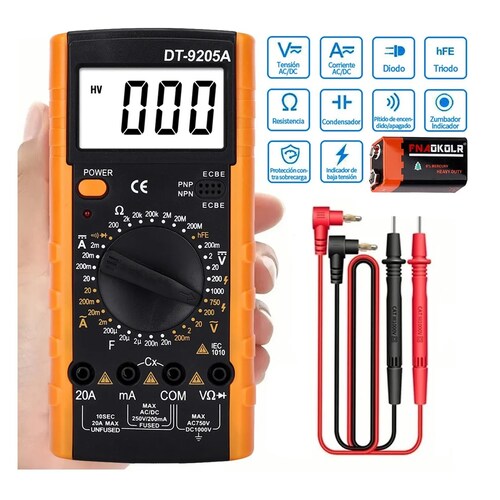 Multimetro Professional Digital Lcd Portátil Ac/dc Dt-9205a