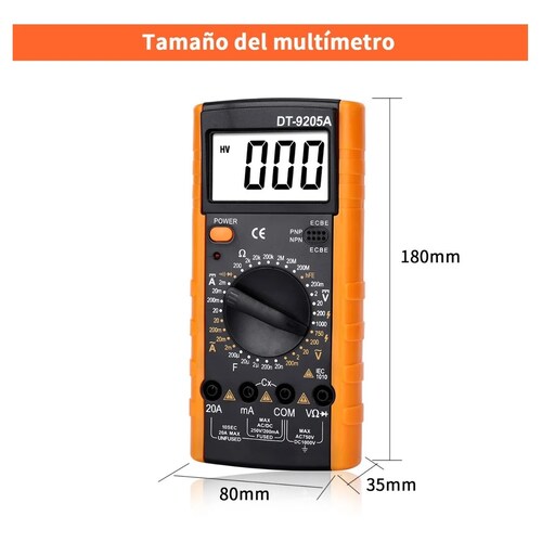 Multimetro Professional Digital Lcd Portátil Ac/dc Dt-9205a