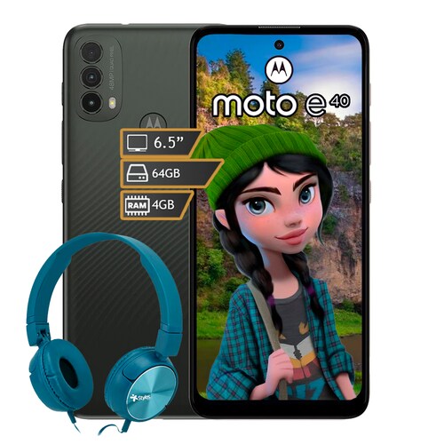 Moto E40 Dual Sim 64 GB - 4 GB Ram - Gris + Diadema