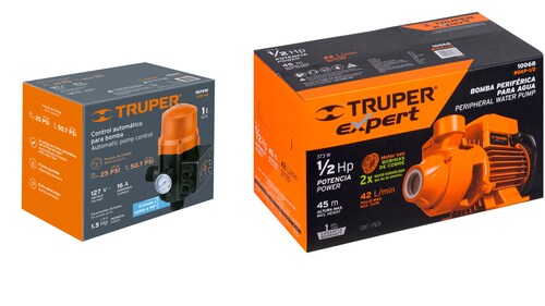 Bomba presurizadora de 1/2 hp con control de presion Truper Expert.