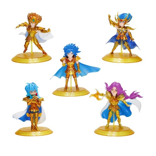 Kit 5 Juguetes Muñecos Figuras Caballeros Dorados de Zodiaco