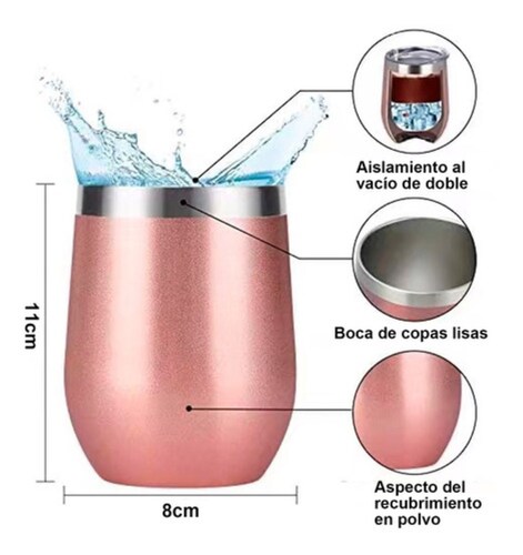 Vaso Termico 12oz Acero Inoxidable W/calor/frí Rosa