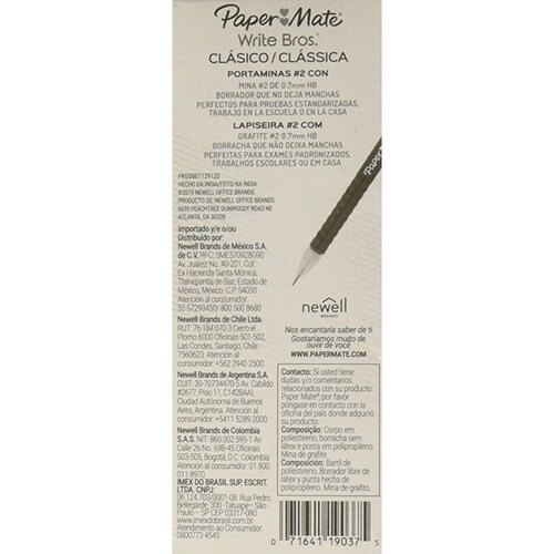 Portaminas Papermate Classic 0.7mm Colores Surtido 12pzs 