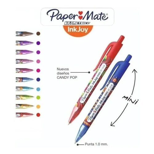 Paper mate Boligrafo Kilometrico InkJoy Candy Pop mini 10 piezas, colores surtidos
