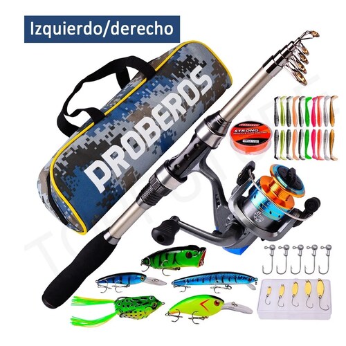 Kit Pesca 1.8m Caña Carrete Señuelo Accesorio Bolsa Completo
