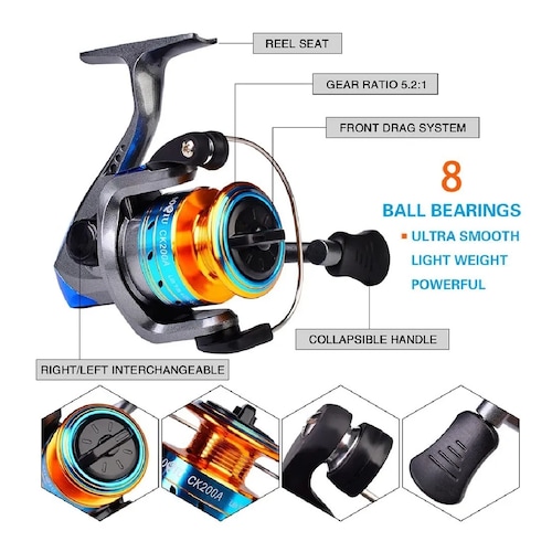 Kit Pesca 1.8m Caña Carrete Señuelo Accesorio Bolsa Completo