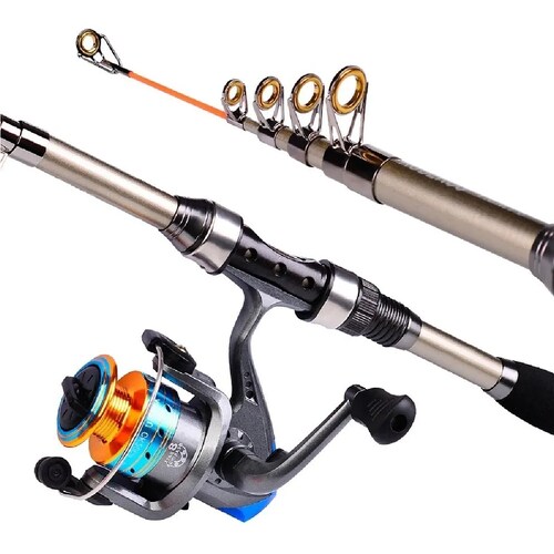 Kit Pesca 1.8m Caña Carrete Señuelo Accesorio Bolsa Completo