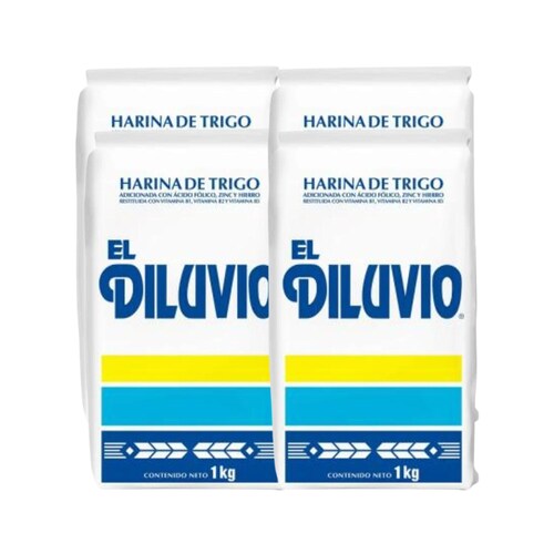 Harina De Trigo El Diluvio 4 Pack De 1 Kg