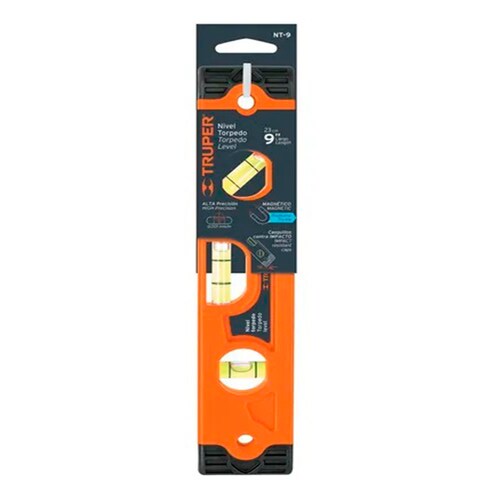 Nivel torpedo de 9" magnético cuerpo de ABS, Truper