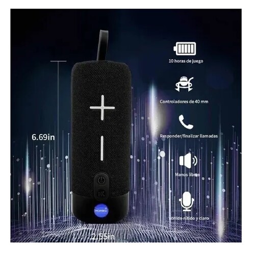 Bocina Portátil Bluetooth Recargable Negro