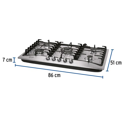 Parrilla de Gas empotrable 5 quemadores acero inoxidable Estufa de cocina ,Foset 