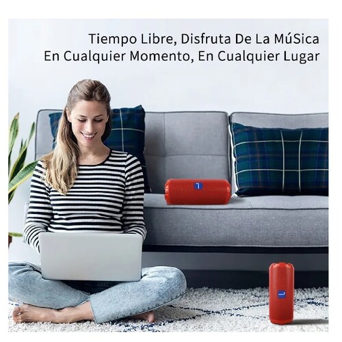 Bocina Bluetooth Portátil, Altavoz Bluetooth 5.1 Rojo