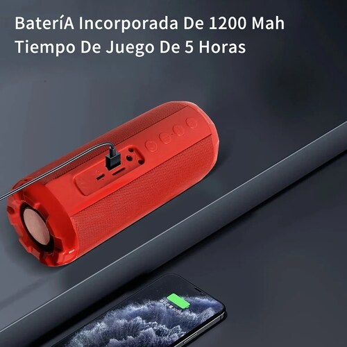 Bocina Bluetooth Portátil, Altavoz Bluetooth 5.1 Rojo