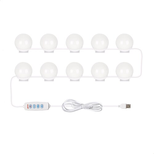 Focos para Espejo, 3 Tipos de Luz, 10 bombillas, Ideal para Maquillaje, Vestidor