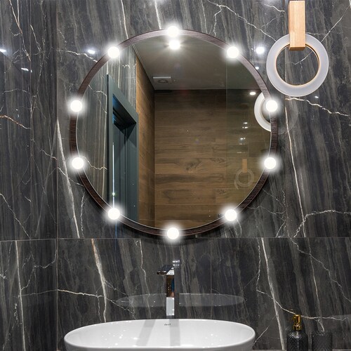 Focos para Espejo, 3 Tipos de Luz, 10 bombillas, Ideal para Maquillaje, Vestidor