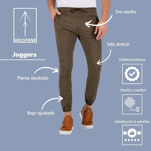 Jogger Fashion de Gabardina Premium - Negro Holstone Hombre