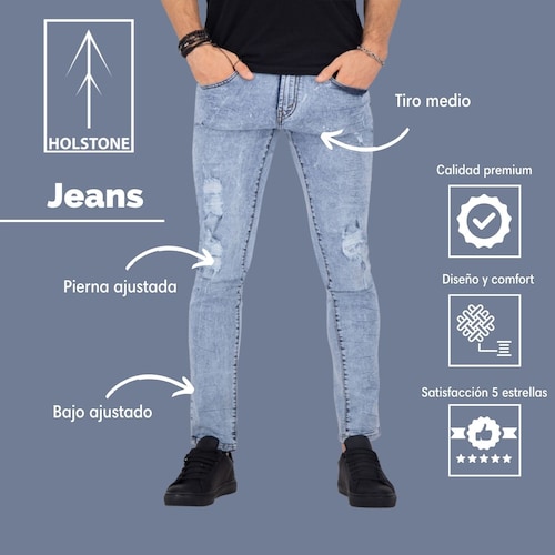 Jeans Basic Denim 2 Pack Hombre Holstone