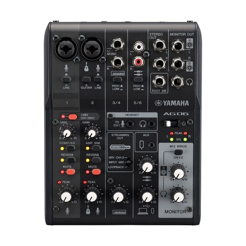 Mezcladora YAMAHA AG06MK2B 6 Canales/Android/iOS/+48 V/USB