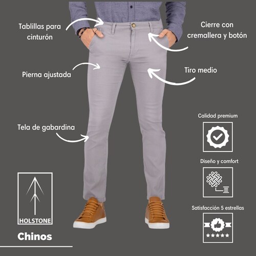 3 Pack Pantalon Holstone Estilo Chino Para Hombre