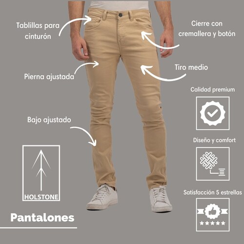 Jeans De Gabardina Jean Cut Hombre Holstone - Azul