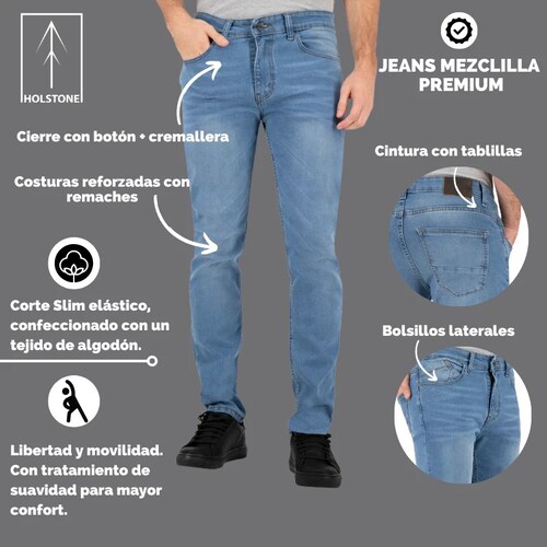 Jeans de Mezclilla Premium Slim Fit Para Hombre Holstone - Cabo