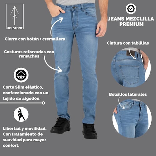 Jeans de Mezclilla Premium Slim Fit Para Hombre Holstone - Estambul