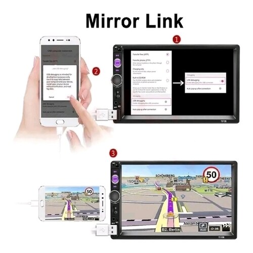 Auto Estereo Mirror Link De 7in, 7018b Con Bluetooth Para Auto, Cámara de reversa gratis.