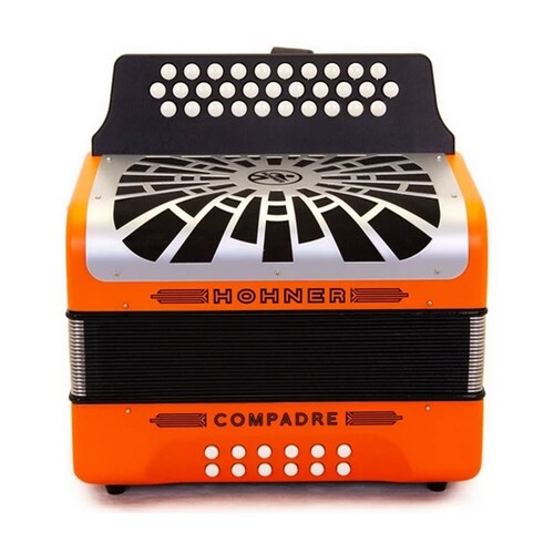 Acordeon Hohner Diatonico en Fa Compadre Naranja con Funda