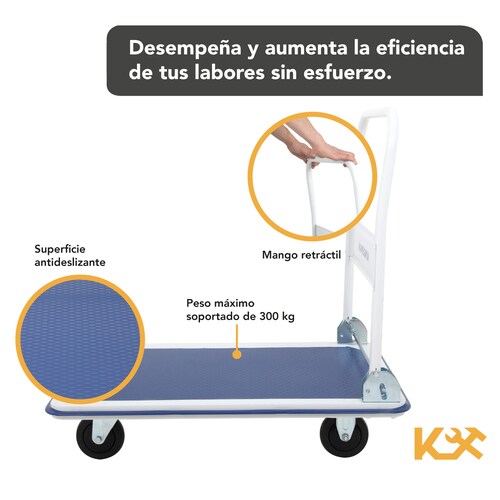 Carro Plataforma Transportador Plegable De Acero 300 Kg 