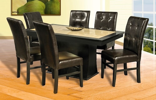 Mesa Comedor madera base doble negra.