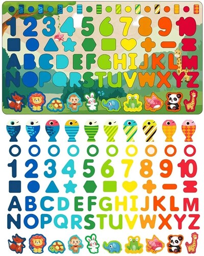 Tablero Juego Educativo Montessori Pesca Letra Número Animal.