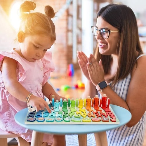 Tablero Juego Educativo Montessori Pesca Letra Número Animal.