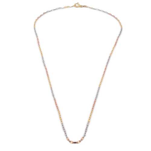 Cadena Plaquita 45 Cm 3 Oros 14k Sólido 