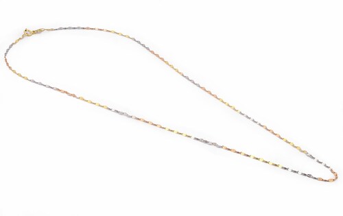 Cadena Plaquita 45 Cm 3 Oros 14k Sólido 