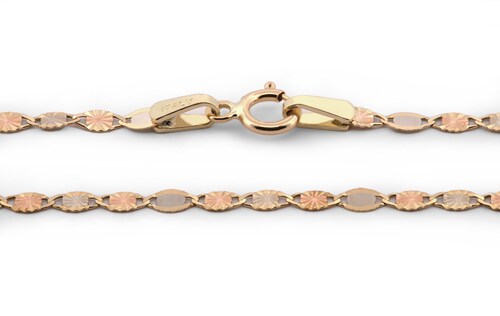 Cadena Para Dama Oro Florentino Combinada 14k Sólido 45 Cm 