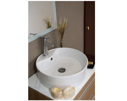 Ovalin Lavabo Ceramico Redondo De Sobreponer 46x46x15.5cm