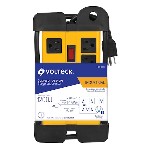 Multicontacto Industrial Supresor de Picos 8 Entradas MUL-812X Volteck