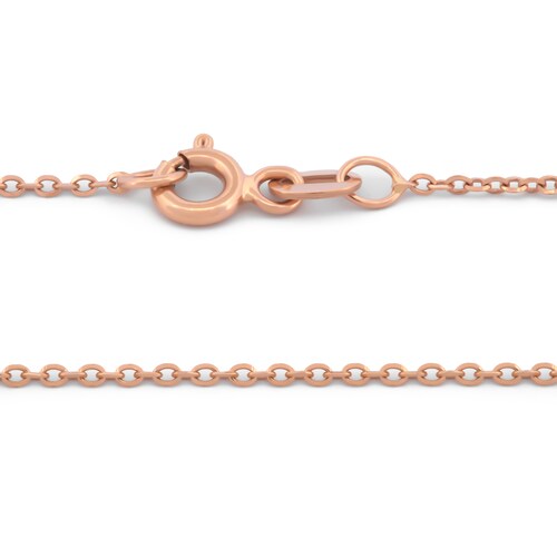 Cadena Rolo Oro Rosa Italiano Sólido 10k 45 Cm 