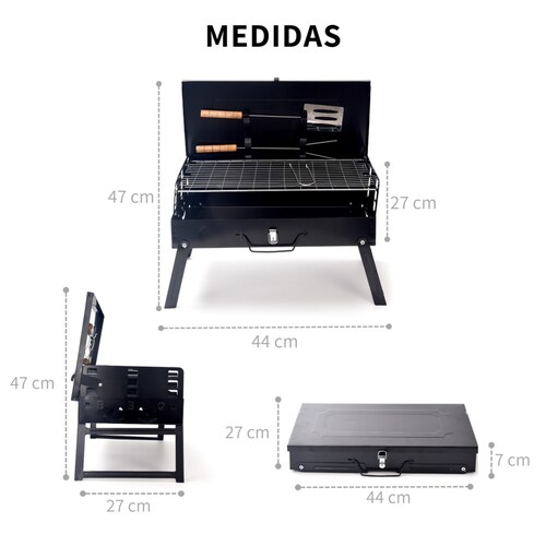 Parrilla De Carbón Portátil 14” – Barbacoa Para Camping Con Tapa De Bloqueo Y Doble Ventilación | CG-14