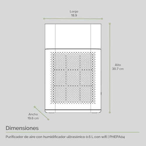Purificador De Aire Wifi Filtro Hepa Humificador 0.6l  Avera PHEPA04