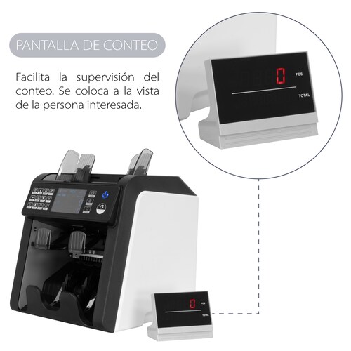 Contadora de Billetes Profesional Guardex AL-950 con Detector De Billetes Falsos, 4 modos de Uso, 1200 Billetes por minuto + Sensores UV/MG/IR