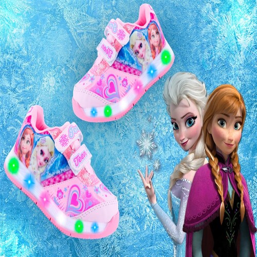 Tenis Niña Princesas Elsa Y Ana Luces Leds Deportivos 777-rp Rosa Pastel.