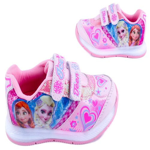 Tenis Niña Princesas Elsa Y Ana Luces Leds Deportivos 777-rp Rosa Pastel.