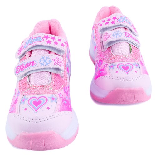 Tenis Niña Princesas Elsa Y Ana Luces Leds Deportivos 777-rp Rosa Pastel.