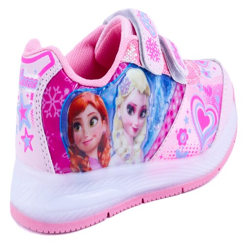Tenis Niña Princesas Elsa Y Ana Luces Leds Deportivos 777-rp Rosa Pastel.