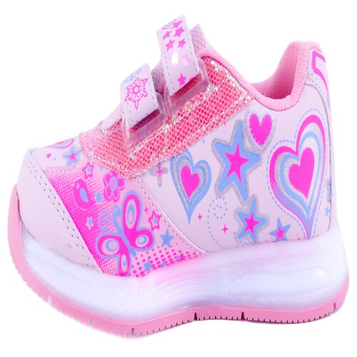 Tenis Niña Princesas Elsa Y Ana Luces Leds Deportivos 777-rp Rosa Pastel.