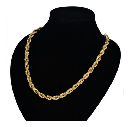 Cadena Torsal 3/4mm Acero Inoxidable Hombre Collar 60cm L Dorado