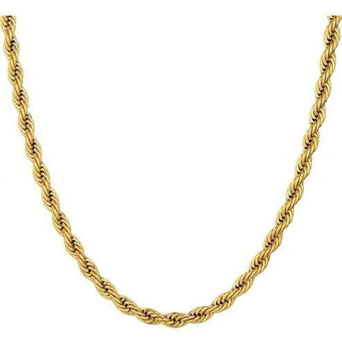 Cadena Torsal 3/4mm Acero Inoxidable Hombre Collar 60cm L Dorado
