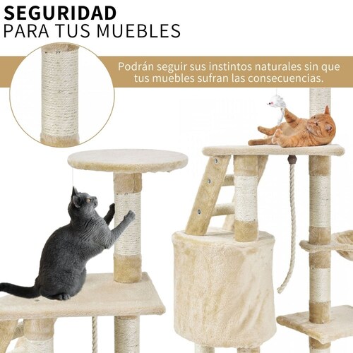 Mueble Rascador Para Gatos Uñas 120cm Casa Hamaca Escalera